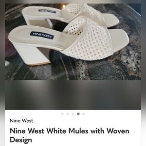 Nine West Cream Woven Slide Mules